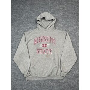 Jerzees Mississippi State Hoodie Mens Large Gray Good NuBlend Bulldogs NCAA‎